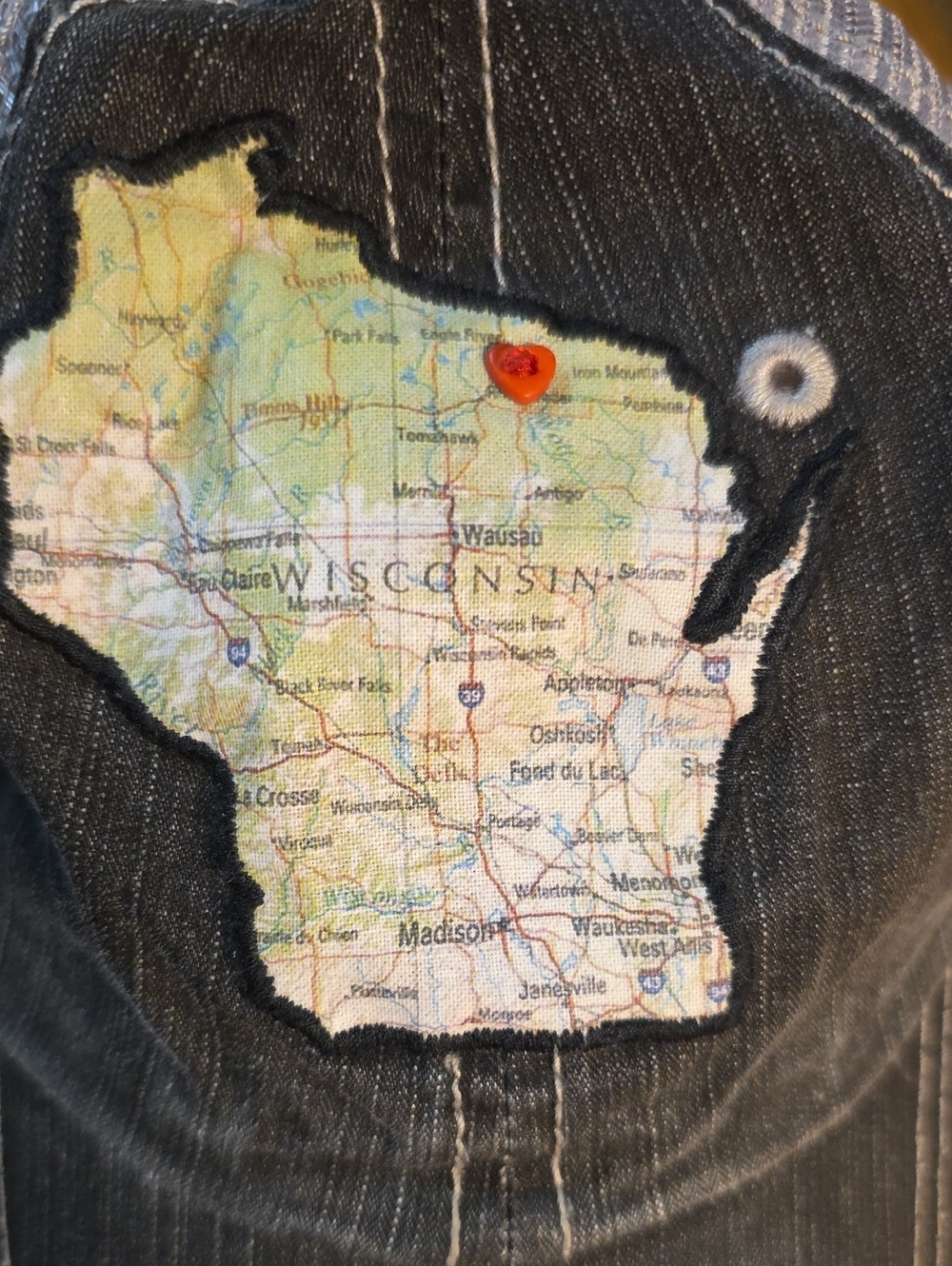 Wisconsin Map Patch Distressed Trucker Cap - Picture 2 of 5